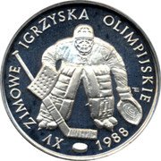 Poland 500 Zlotych XV Winter Olympic Games in Calgary 1987 MW Proof Y# 172 XV ZIMOWE IGRZYSKA OLIMPIJSKIE E 1988 coin reverse Poland 500 Zlotych XV Winter Olympic Games in Calgary 1987 MW Proof Y# 172 XV ZIMOWE IGRZYSKA OLIMPIJSKIE E 1988 coin reverse