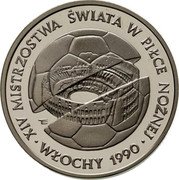 Poland 500 Zlotych Football World Cup in Italy 1988 MW Proof Y# 184 XIV MISTRZOSTWA ŚWIATA W PIŁCE NOZNEJ WŁOCHY 1990 E coin reverse Poland 500 Zlotych Football World Cup in Italy 1988 MW Proof Y# 184 XIV MISTRZOSTWA ŚWIATA W PIŁCE NOZNEJ WŁOCHY 1990 E coin reverse