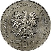 Poland 500 Zlotych 50th Anniversary of the Beginning of World War II 1989 MW Y# 185 POLSKA RZECZPOSPOLITA LUDOWA 19 89 MW ZŁ 500 ZŁ coin obverse Poland 500 Zlotych 50th Anniversary of the Beginning of World War II 1989 MW Y# 185 POLSKA RZECZPOSPOLITA LUDOWA 19 89 MW ZŁ 500 ZŁ coin obverse