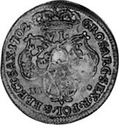 Poland 6 Groschen August II the Strong 1702 EPH KM# 135 VI GROS ARG SEX R POL & ELECT SAX 1702 EPH coin reverse Poland 6 Groschen August II the Strong 1702 EPH KM# 135 VI GROS ARG SEX R POL & ELECT SAX 1702 EPH coin reverse