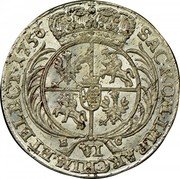 Poland 6 Groszy August III 1756 EC KM# 155.1 SAC ROM IMP ARCHIM ET ELECT 1754 VI E C coin reverse Poland 6 Groszy August III 1756 EC KM# 155.1 SAC ROM IMP ARCHIM ET ELECT 1754 VI E C coin reverse