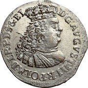 Poland 6 Groszy Thorn City 1763 KM# 62 D G AVGVST III R POL MDL R P D S & EL coin obverse Poland 6 Groszy Thorn City 1763 KM# 62 D G AVGVST III R POL MDL R P D S & EL coin obverse