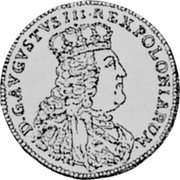 Poland 8 Groschen (2 Zlotych) August III 1753 KM# 157 D G AVGVSTVS III REX POLONIARUM coin obverse Poland 8 Groschen (2 Zlotych) August III 1753 KM# 157 D G AVGVSTVS III REX POLONIARUM coin obverse