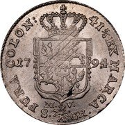 Poland 8 Groschen (2 Zlotych) Stanislaus Augustus 1794 MV KM# 209.1 41 1/4 EX MARCA 8 GR EB PURA COLON 17 89 coin reverse Poland 8 Groschen (2 Zlotych) Stanislaus Augustus 1794 MV KM# 209.1 41 1/4 EX MARCA 8 GR EB PURA COLON 17 89 coin reverse