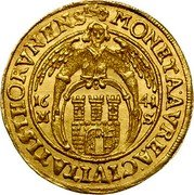 Poland Ducat Thorn City 1641 MS KM# 22.2 MONETA AVREA CIVITATIS THORVNENS 16 41 M S coin reverse