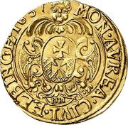 Poland Ducat Karol X Gustaw Swedish Occupation 1657 NH KM# 71 MON AVREA CIVI ELBINGE 1657 coin reverse Poland Ducat Karol X Gustaw Swedish Occupation 1657 NH KM# 71 MON AVREA CIVI ELBINGE 1657 coin reverse