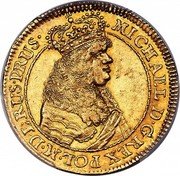 Poland Ducat Michael I 1670 DL Künker Auction 181, 1-11, XF - $23,280 KM# 71.1 MICHAEL D G REX POL M D L RUS PRUS coin obverse Poland Ducat Michael I 1670 DL Künker Auction 181, 1-11, XF - $23,280 KM# 71.1 MICHAEL D G REX POL M D L RUS PRUS coin obverse