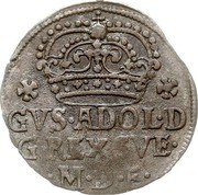 Poland Groschen Elbing City Coin 1628 KM# 10 GVS ADOL D G REX SVE M D F coin obverse Poland Groschen Elbing City Coin 1628 KM# 10 GVS ADOL D G REX SVE M D F coin obverse