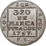 Poland Groschen Stanislaus Augustus 1767 FS KM# 183 320 EX MARCA PURA COL 1767 1 GR R POL F S M D L coin reverse Poland Groschen Stanislaus Augustus 1767 FS KM# 183 320 EX MARCA PURA COL 1767 1 GR R POL F S M D L coin reverse