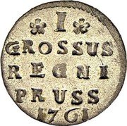 Poland Grossus Russian Occupation of Eastern Prussia 1761 C# 42 I GROSSUS REGNI PRUSS 1761 coin reverse Poland Grossus Russian Occupation of Eastern Prussia 1761 C# 42 I GROSSUS REGNI PRUSS 1761 coin reverse