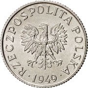 Poland Grosz Circulation Coin 1949 4mln - Budapest Mint, 116k - Warsaw Mint Y# 39 RZECZPOSPOLITA POLSKA 1949 coin obverse Poland Grosz Circulation Coin 1949 4mln - Budapest Mint, 116k - Warsaw Mint Y# 39 RZECZPOSPOLITA POLSKA 1949 coin obverse