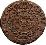 Poland Grosz Stanislaus Augustus 1786 EB KM# 204 GROSZ Z MIEDZI KRAIOWEY E B coin reverse Poland Grosz Stanislaus Augustus 1786 EB KM# 204 GROSZ Z MIEDZI KRAIOWEY E B coin reverse