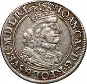Poland Ort Johann Casimir Coin 1651 GR KM# 46 IOAN CAS D G R POL & SVEC M D L R P coin obverse Poland Ort Johann Casimir Coin 1651 GR KM# 46 IOAN CAS D G R POL & SVEC M D L R P coin obverse