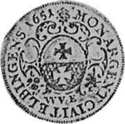 Poland Ort Elbing City Coin 1651 WVE KM# 50 MON ARGENT CIVIT ELBINGENS 1651 WVE coin reverse Poland Ort Elbing City Coin 1651 WVE KM# 50 MON ARGENT CIVIT ELBINGENS 1651 WVE coin reverse