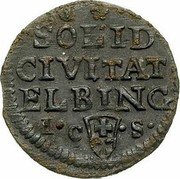 Poland Solidus (Szelag, Schilling) August III 1763 ICS KM# 105 SOLID CIVITAT ELBING F L S coin reverse Poland Solidus (Szelag, Schilling) August III 1763 ICS KM# 105 SOLID CIVITAT ELBING F L S coin reverse