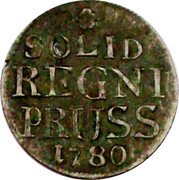Poland Solidus (Szelag, Schilling) Friedrich II 1780 E C# 6B SOLID REGNI PRUSS 1780 coin reverse Poland Solidus (Szelag, Schilling) Friedrich II 1780 E C# 6B SOLID REGNI PRUSS 1780 coin reverse