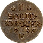 Poland Solidus (Szelag, Schilling) Frederick William III 1796 E C# 1 I SOLID. BOR.MER 1796 E coin reverse Poland Solidus (Szelag, Schilling) Frederick William III 1796 E C# 1 I SOLID. BOR.MER 1796 E coin reverse
