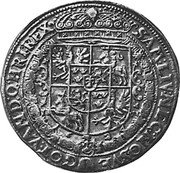 Poland Thaler Sigismund III 1624 II VE KM# 43 SAM LIV NEC NO SVE GOT VAND Q HRI REX coin reverse Poland Thaler Sigismund III 1624 II VE KM# 43 SAM LIV NEC NO SVE GOT VAND Q HRI REX coin reverse