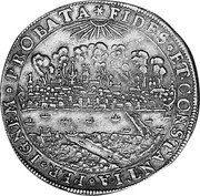 Poland Thaler Thorn City 1629 HH//HL KM# 6 FIDES.ET.CONSTANTIA.PER.IGNEM.PROBATA coin obverse Poland Thaler Thorn City 1629 HH//HL KM# 6 FIDES.ET.CONSTANTIA.PER.IGNEM.PROBATA coin obverse
