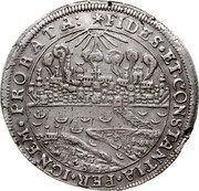 Poland Thaler Thorn City 1629 KM# 9 FIDES ET CONSTANTIA PER IGNEM PROBATA coin reverse Poland Thaler Thorn City 1629 KM# 9 FIDES ET CONSTANTIA PER IGNEM PROBATA coin reverse