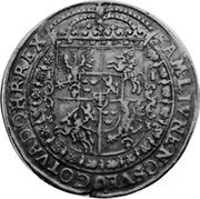 Poland Thaler Bromberg Coin 1632 KM# 1 SAM LIV NE NO SVE GOT VAD Q HR REX coin reverse Poland Thaler Bromberg Coin 1632 KM# 1 SAM LIV NE NO SVE GOT VAD Q HR REX coin reverse