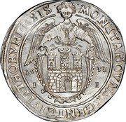 Poland Thaler Thorn City 1633 II KM# 21 MONETA NOVA ARGENT CIVIT THORVNENSIS 16 33 I I coin reverse Poland Thaler Thorn City 1633 II KM# 21 MONETA NOVA ARGENT CIVIT THORVNENSIS 16 33 I I coin reverse