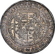 Poland Thaler Wladislaus IV Vasa 1640 GG KM# 64 SAM LIV NEC NO SV GOT VAD Q HRI REX 16 42 G G coin reverse Poland Thaler Wladislaus IV Vasa 1640 GG KM# 64 SAM LIV NEC NO SV GOT VAD Q HRI REX 16 42 G G coin reverse