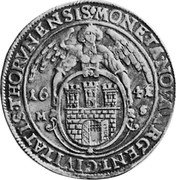 Poland Thaler Thorn City 1641 MS KM# 24 MONETA NOVA ARGENT CIVITATIS THORVNENSIS 16 41 M S coin reverse Poland Thaler Thorn City 1641 MS KM# 24 MONETA NOVA ARGENT CIVITATIS THORVNENSIS 16 41 M S coin reverse