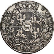 Poland Thaler Stanislaus Augustus 1779 EB KM# 194 X EX MARCA PURA EB COLONIEN 1777 coin reverse Poland Thaler Stanislaus Augustus 1779 EB KM# 194 X EX MARCA PURA EB COLONIEN 1777 coin reverse