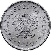 Poland Zloty Circulation Coin 1949 (w) Y# 45A RZECZPOSPOLITA POLSKA 1949 coin obverse Poland Zloty Circulation Coin 1949 (w) Y# 45A RZECZPOSPOLITA POLSKA 1949 coin obverse