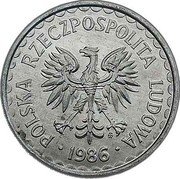 Poland Zloty Circulation Coin 1986 MW Proof Y# 49.2 POLSKA RZECZPOSPOLITA LUDOWA MW 1986 coin obverse Poland Zloty Circulation Coin 1986 MW Proof Y# 49.2 POLSKA RZECZPOSPOLITA LUDOWA MW 1986 coin obverse