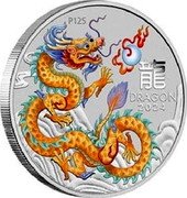 Australia 1 Dollar (Year of the Dragon 龍. Orange Dragon 2024) 龍 DRAGON 2024 P125 coin reverse Australia 1 Dollar (Year of the Dragon 龍. Orange Dragon 2024) 龍 DRAGON 2024 P125 coin reverse