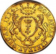 Poland 1 Ducat (August III Coin) 1734 MON AVREA CIVITAT GEDAN 1734 coin reverse