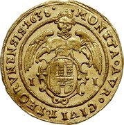 Poland 1 Ducat (Thorn City) KM# 22.1g MONETA AVR CIVIT THORVNENSIS 1638 I I coin reverse Poland 1 Ducat (Thorn City) KM# 22.1g MONETA AVR CIVIT THORVNENSIS 1638 I I coin reverse