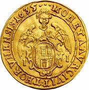 Poland 1 Ducat (Thorn City) KM# 22.1b MONETA AVR CIVIT THORVNENSIS 1635 I I coin reverse Poland 1 Ducat (Thorn City) KM# 22.1b MONETA AVR CIVIT THORVNENSIS 1635 I I coin reverse