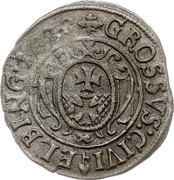 Poland 1 Grosz (Gustaw II Adolf) GROSSVS CIVI ELBING 1628 coin reverse Poland 1 Grosz (Gustaw II Adolf) GROSSVS CIVI ELBING 1628 coin reverse