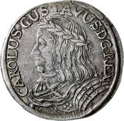 Poland 1 Ort (Karol X Gustaw Swedish Occupation) CAROLUS GUSTAVUS DG REX coin obverse Poland 1 Ort (Karol X Gustaw Swedish Occupation) CAROLUS GUSTAVUS DG REX coin obverse