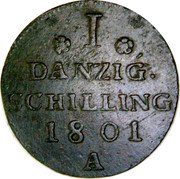 Poland 1 Schilling (Friedrich III) 1 DANZIG. SCHILLING 1801 A coin reverse Poland 1 Schilling (Friedrich III) 1 DANZIG. SCHILLING 1801 A coin reverse