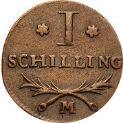Poland 1 Schilling (Marshal Lefebvre French Occupation) KM# 136 I SCHILLING M coin reverse Poland 1 Schilling (Marshal Lefebvre French Occupation) KM# 136 I SCHILLING M coin reverse