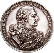 Poland 1 Thaler Stanislaus Augustus Pattern Coin 1766 KM# Pn64 STANIASLAVS AVGVSTVS D G REX POLONIAE M D L coin obverse Poland 1 Thaler Stanislaus Augustus Pattern Coin 1766 KM# Pn64 STANIASLAVS AVGVSTVS D G REX POLONIAE M D L coin obverse