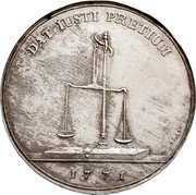 Poland 1 Thaler Stanislaus Augustus Pattern Coin 1771 KM# Pn105 DAT IUSTI PRETIUM 1771 coin reverse Poland 1 Thaler Stanislaus Augustus Pattern Coin 1771 KM# Pn105 DAT IUSTI PRETIUM 1771 coin reverse