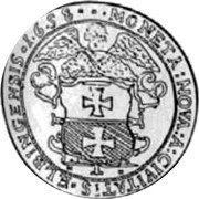 Poland 10 Dukat (Karol X Gustaw Swedish Occupation) MONETA NOVA A CIVITATIS ELBINGENSIS 1658 coin reverse Poland 10 Dukat (Karol X Gustaw Swedish Occupation) MONETA NOVA A CIVITATIS ELBINGENSIS 1658 coin reverse