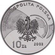 Poland 10 Zlotych World Football Cup Korea Japan 2002 MW Proof Y# 434 RZECZPOSPOLITA POLSKA MW 10 ZŁ 2002 coin obverse Poland 10 Zlotych World Football Cup Korea Japan 2002 MW Proof Y# 434 RZECZPOSPOLITA POLSKA MW 10 ZŁ 2002 coin obverse