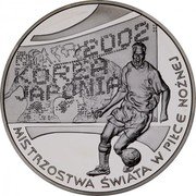 Poland 10 Zlotych World Football Cup Korea Japan 2002 MW Proof Y# 434 2002 KOREA JAPONIA MISTRZOSTWA ŚWIATA W PIŁCE NOŻNEJ coin reverse Poland 10 Zlotych World Football Cup Korea Japan 2002 MW Proof Y# 434 2002 KOREA JAPONIA MISTRZOSTWA ŚWIATA W PIŁCE NOŻNEJ coin reverse