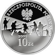 Poland 10 Zlotych 60th Anniversary of the Ending of the World War II 2005 MW Proof Y# 554 RZECZPOSPOLITA POLSKA 2005 MW 10 ZŁ coin obverse Poland 10 Zlotych 60th Anniversary of the Ending of the World War II 2005 MW Proof Y# 554 RZECZPOSPOLITA POLSKA 2005 MW 10 ZŁ coin obverse