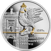 Poland 10 Zlotych 760th Anniversary of the Krakow Shooting Society. The Brotherhood of the Rooster 2018 MW Proof 760-LECIE 1257 R. TOWARZYSTWA STRZELECKIEGO BRACTWO KURKOWE W KRAKOWIE coin reverse Poland 10 Zlotych 760th Anniversary of the Krakow Shooting Society. The Brotherhood of the Rooster 2018 MW Proof 760-LECIE 1257 R. TOWARZYSTWA STRZELECKIEGO BRACTWO KURKOWE W KRAKOWIE coin reverse