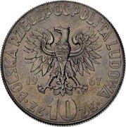 Poland 10 Zlotych Nicolaus Copernicus. Small Type. Trial Strike 1967 MW KM# Pr162 POLSKA RZECZPOSPOLITA LUDOWA 1967 MW ZŁ 10 ZŁ coin obverse Poland 10 Zlotych Nicolaus Copernicus. Small Type. Trial Strike 1967 MW KM# Pr162 POLSKA RZECZPOSPOLITA LUDOWA 1967 MW ZŁ 10 ZŁ coin obverse
