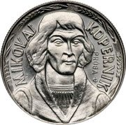 Poland 10 Zlotych Nicolaus Copernicus. Small Type. Trial Strike 1967 MW KM# Pr163 MIKOŁAJ KOPERNIK PRÓBA JG coin reverse Poland 10 Zlotych Nicolaus Copernicus. Small Type. Trial Strike 1967 MW KM# Pr163 MIKOŁAJ KOPERNIK PRÓBA JG coin reverse