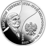Poland 10 Zlotych Zbigniew Herbert 2008 MW Proof Y# 635 RZECZPOSPOLITA POLSKA 2008 10 ZŁ MW ZBIGNIEW HERBERT 1924-1998 coin obverse Poland 10 Zlotych Zbigniew Herbert 2008 MW Proof Y# 635 RZECZPOSPOLITA POLSKA 2008 10 ZŁ MW ZBIGNIEW HERBERT 1924-1998 coin obverse