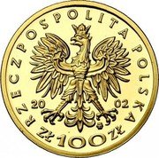 Poland 100 Zlotych Ladislaus II Jagiellon 2002 MW Proof Y# 430 RZECZPOSPOLITA POLSKA 2002 MW ZŁ 100 ZŁ coin obverse Poland 100 Zlotych Ladislaus II Jagiellon 2002 MW Proof Y# 430 RZECZPOSPOLITA POLSKA 2002 MW ZŁ 100 ZŁ coin obverse